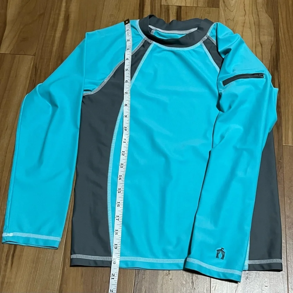 Cabana Life Girls Size 12 Turquoise Rash Guard Swim Top UPF Sun Protection NWOT
